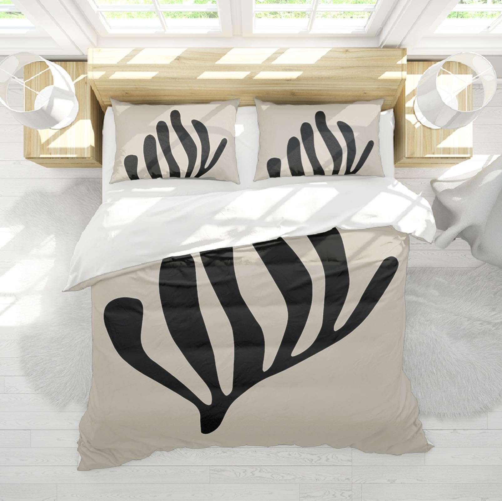 Housse de couette avec attaches d'angle noire anti-glisse Matisse 260x220