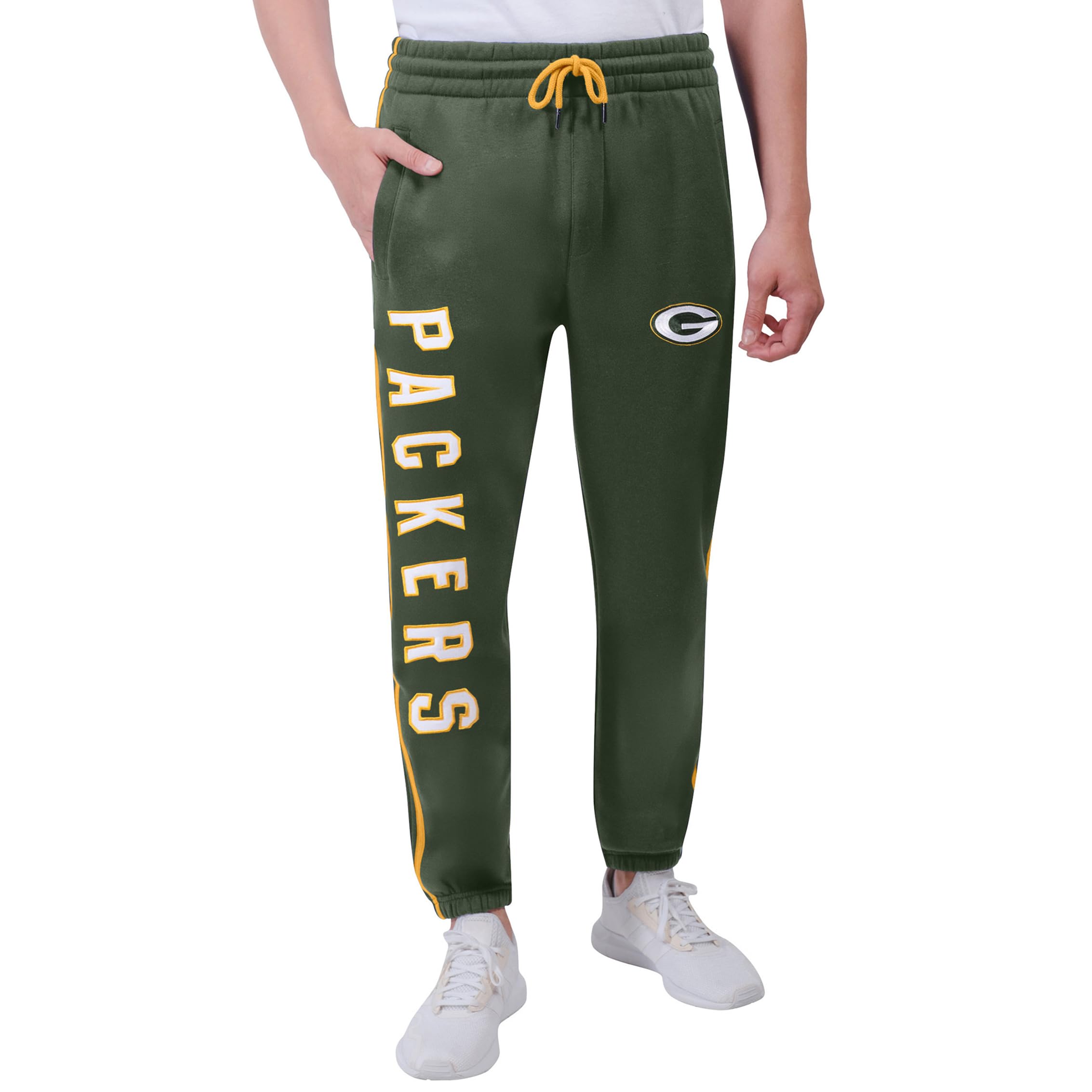 Icer Brands JFM2847F NFL Active Varsity Stripe Team Pantalon de Jogging en Polaire Vert Taille L