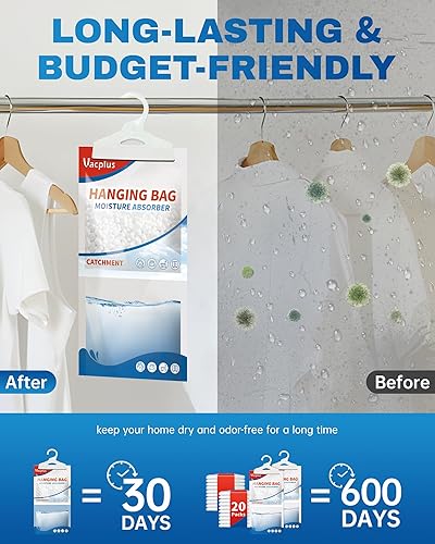 Miniatura 3 de Vacplus Paquetes absorbentes de humedad, sin fragancia, paquete de 20 paquetes de humedad, paquetes desecantes, bolsas deshumidificadoras de armario