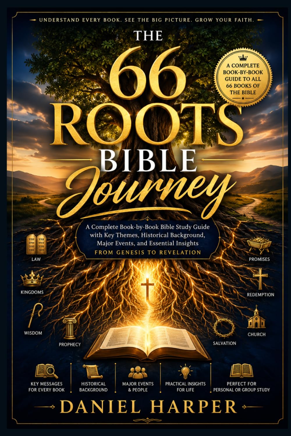 The 66 Roots Bible Journey: A Complete Book-by-Book Bible Study Guide with Key Themes, Historical Background, Major Events, and Essential Insights from Genesis to Revelation