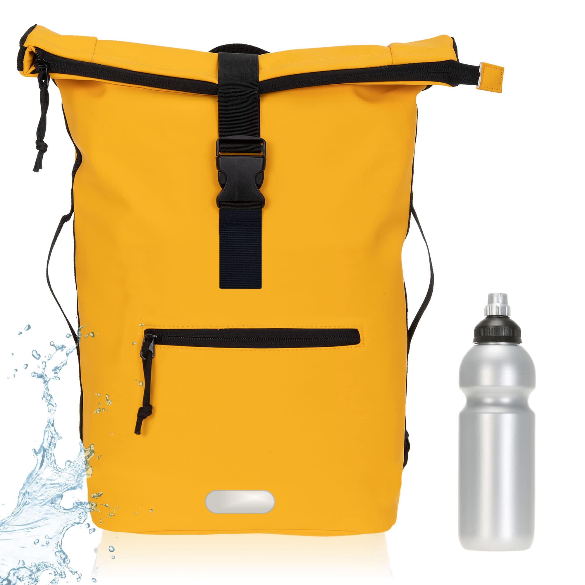 Elephant Rucksack Herren Plane Time Bag Kurierrucksack Roll-Top Fahrradrucksack Sport Fitness Damen 23 Liter A4 12821 + Flasche