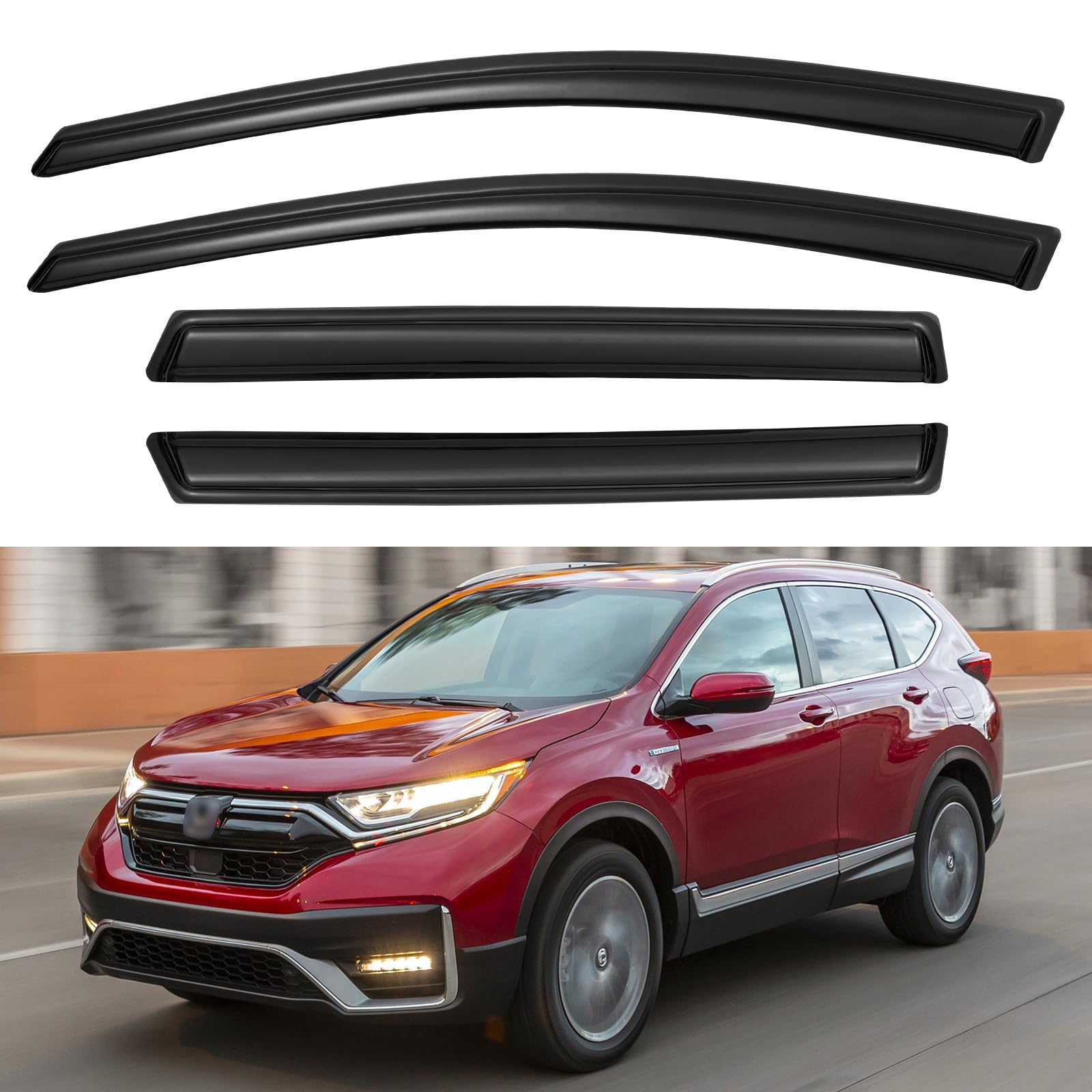Window Visors Rain Guards for Honda CRV 2017 2018 2019 2020 2021 2022, Out-Channel Window Vent Wind Deflectors Visors Shades for 17-22 CR-V