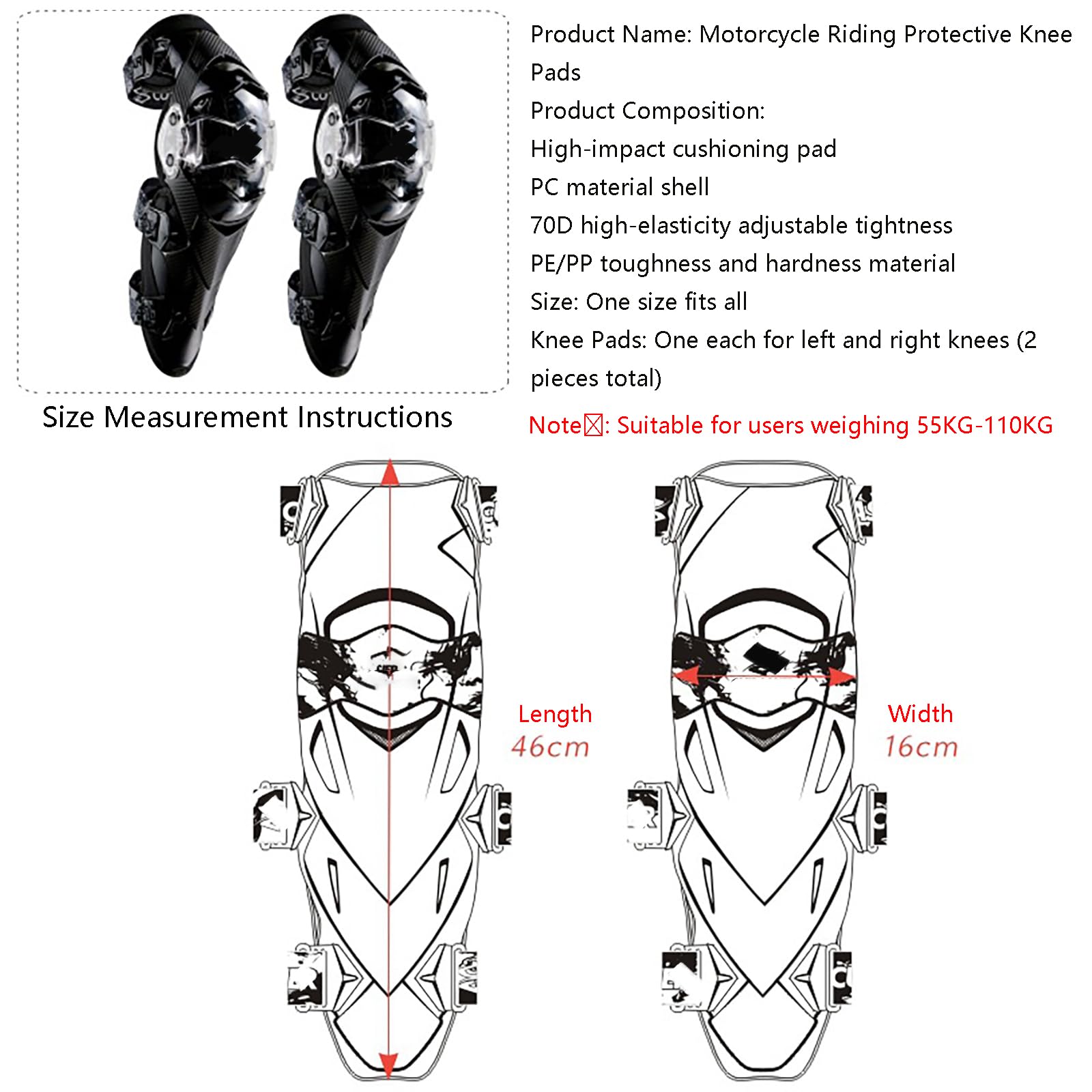 Ensemble De Protections Moto 3 – Genouillères, Coudières Et Gants Certifiés CE, Maintien Sûr, Protection Antichoc pour Le Motocross Et La Conduite Tout-Terrain
