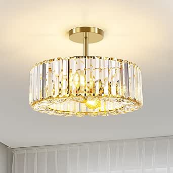 Plafondlamp kristal Gyoma 60cm LED met afstandsbediening