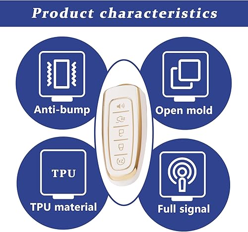 Miniatura 6 de Vrasly Compatible con funda para llavero Ford con cordón para llavero, fundas de repuesto de TPU suave para Ford C-Max Edge Escape Expedition