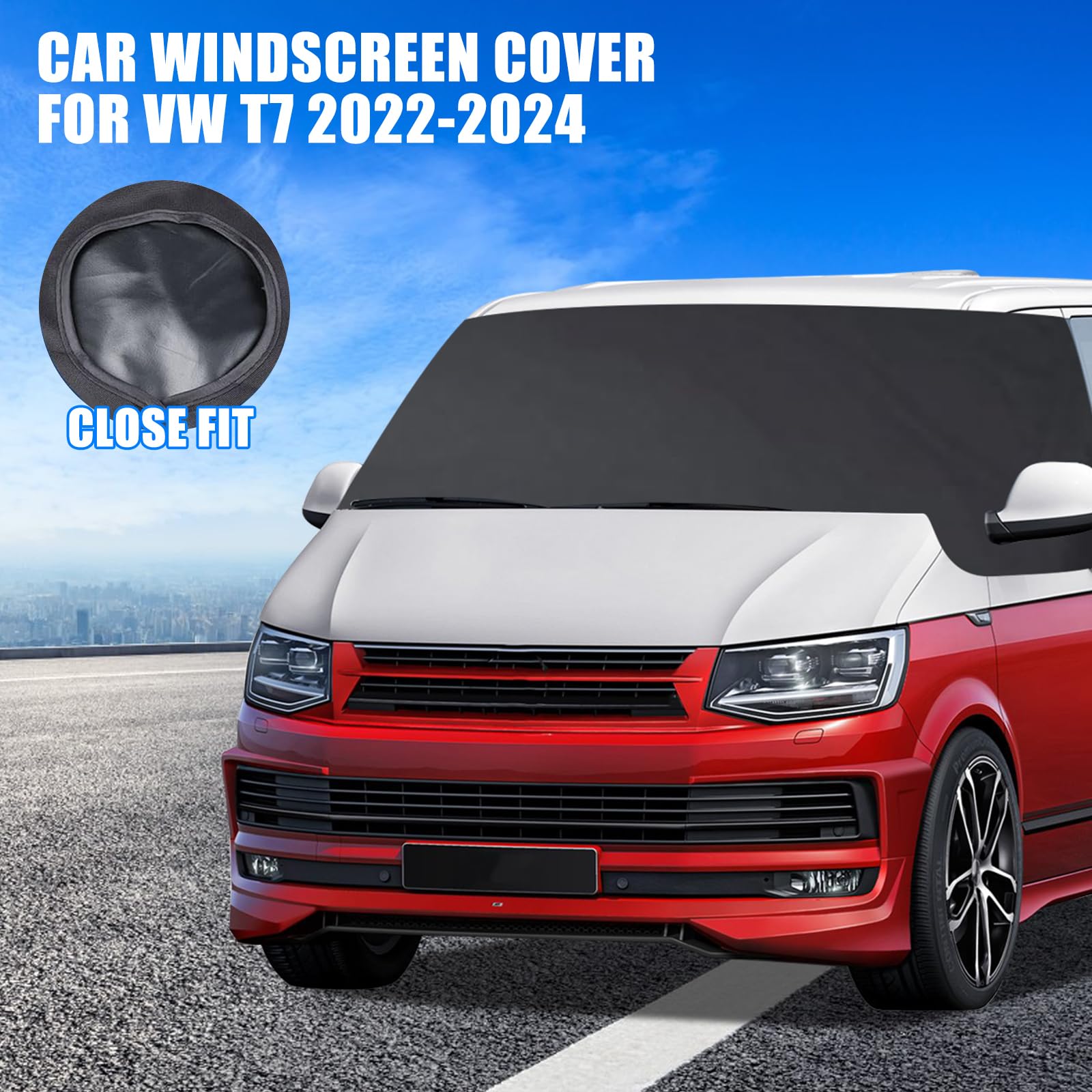 Frontscheiben-Abdeckung Für VW T7 (2022-2024) – 600D Oxford, Wasserdicht, 100% Blickdicht, Mit Befestigungsgurten, Ideal Als Sonnen- & Frostschutz