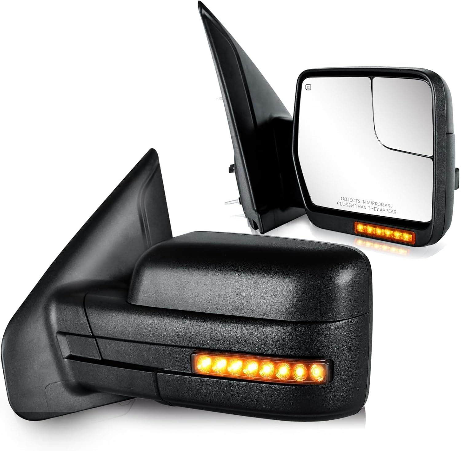 Siziom Towing Side Mirrors with Dynamic Turn Signal Puddle Light Heated Glass — Pair