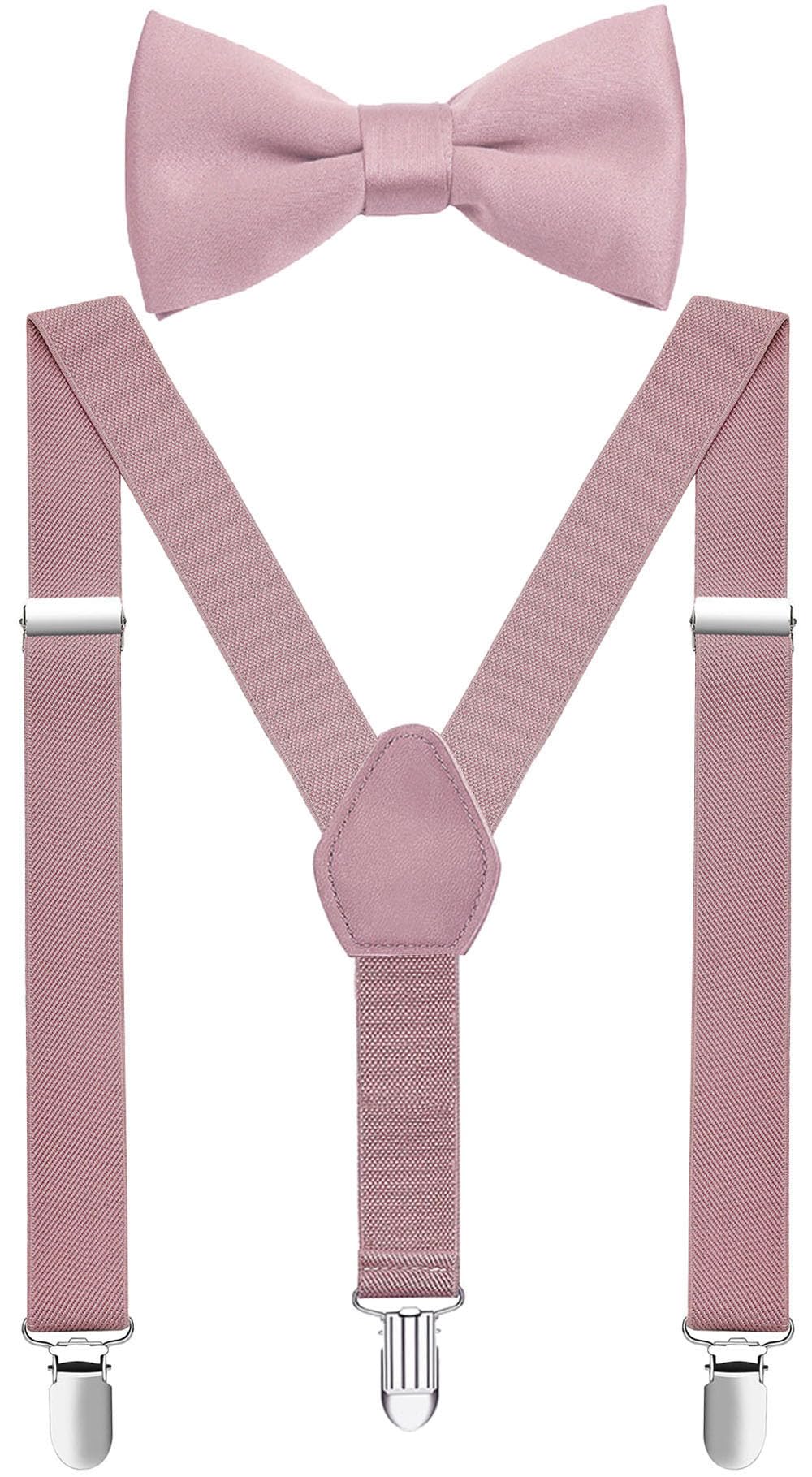 EOAYONY Mens' Boys' Suspenders and Bow Tie Set Adjustable Elastic