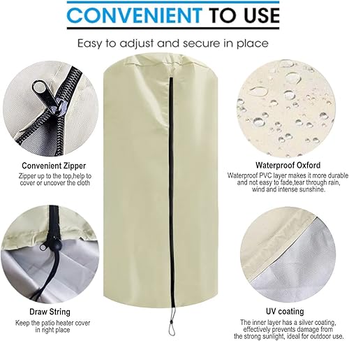 Miniatura 2 de Cubierta de calentador de mesa resistente, 38 pulgadas de alto x 24 pulgadas de ancho x 24 pulgadas de profundidad, calentador de patio redondo con