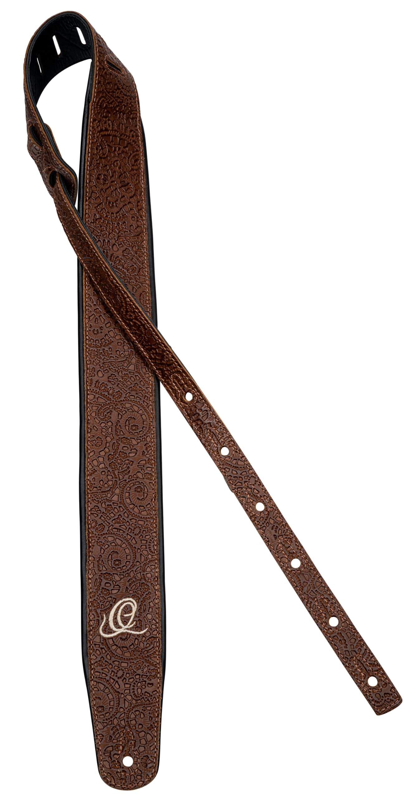 Ortega Guitars Gitarrengurt Länge Verstellbar - Akustik Gitarre / Bass, E-Gitarre, E-Bass - Byzantine Series - Echtleder, Byzantine Brown (OSBY-6)