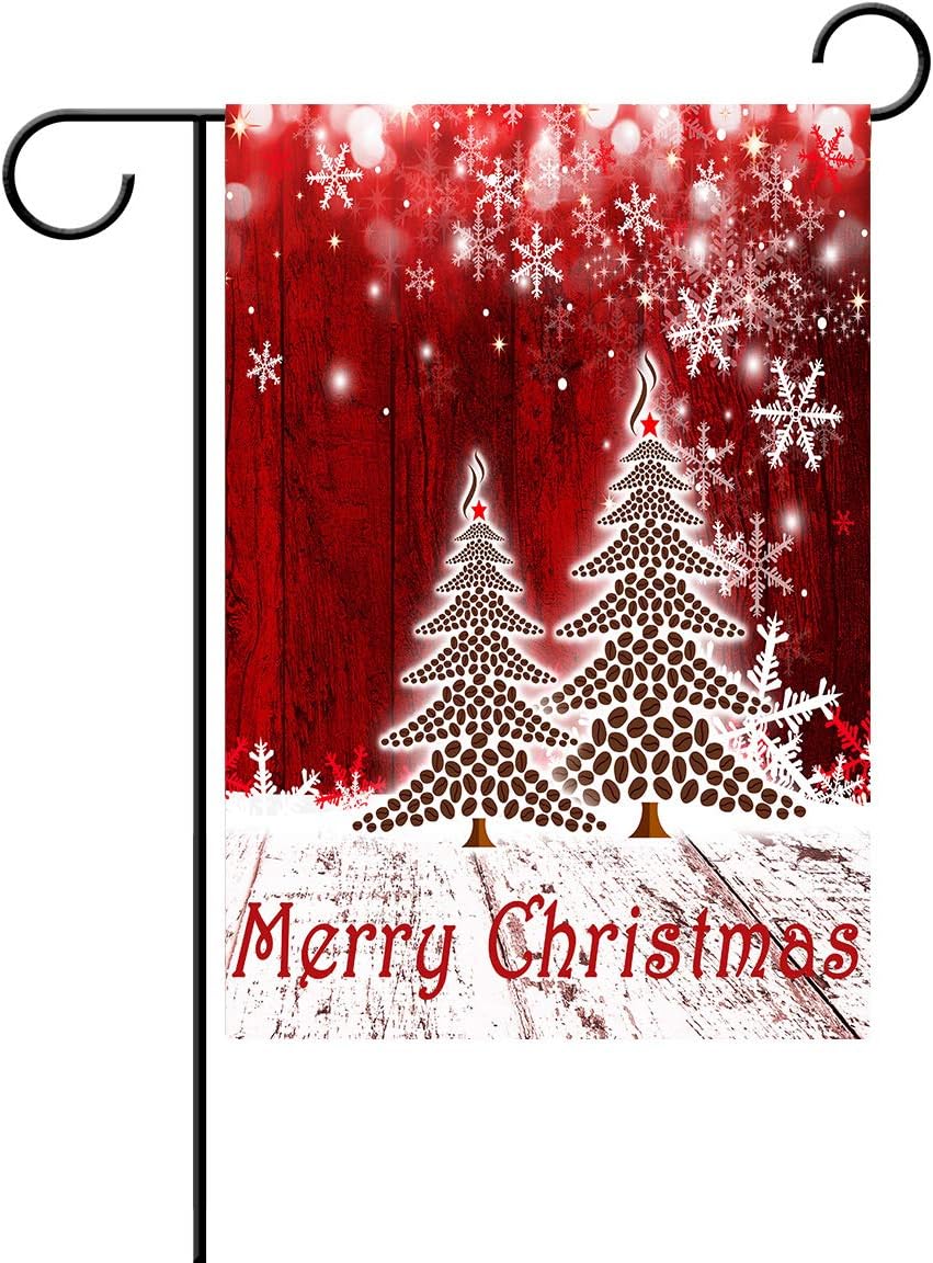 Merry Christmas Tree Red Garden Flag Winter Snowflake Double Sided Flags 12" x 18", Xmas Rustic Winter Snow Holiday New Year Small Garden Flag Banner Yard Outdoor Decoration Home Decor - Image 5