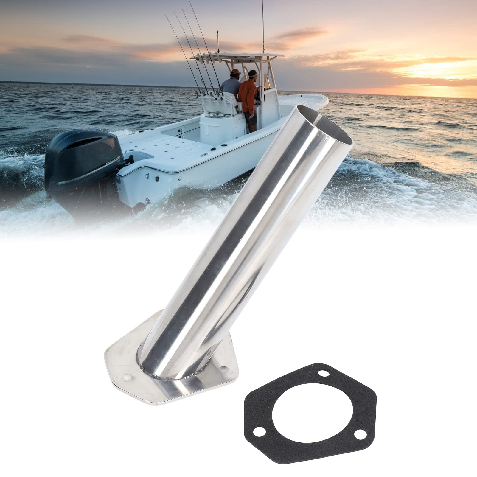 Fishing Rod Holder,BOROCO 9in Boat Stainless Steel Rod Holder Flush Mount 30 Degrees Fishing Rod Holder for Marine Yatcht - Image 2