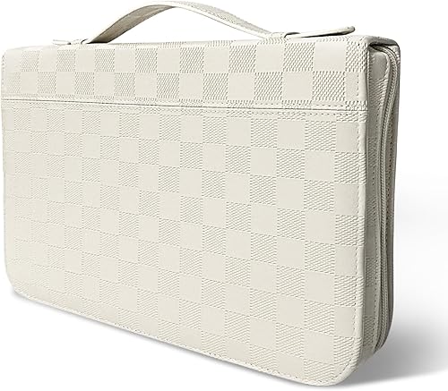 vhivhias Funda para la Biblia a cuadros para mujeres, tamaño grande, funda de la Biblia con asa y bolsillo con cremallera, accesorios bíblicos para