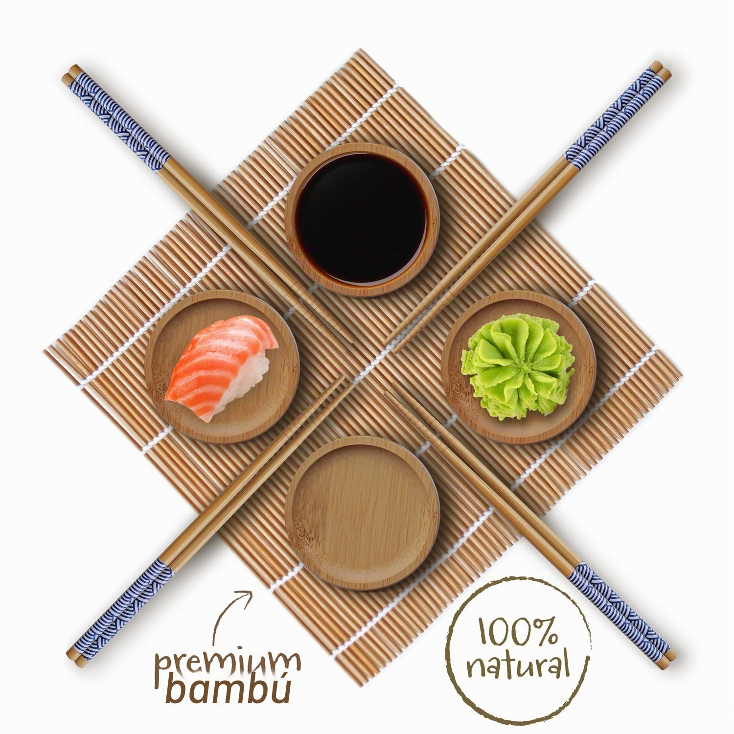 Aya Sushi Maker 3 - Asistente de IA - Recetas - 25 Piezas - Utensilios Para Hacer Sushi - Tutoriales En Vídeo - Kit Con Cuchillo De Sushi y Estera de bambú - Fácil Y Divertida - Maki Nigiri