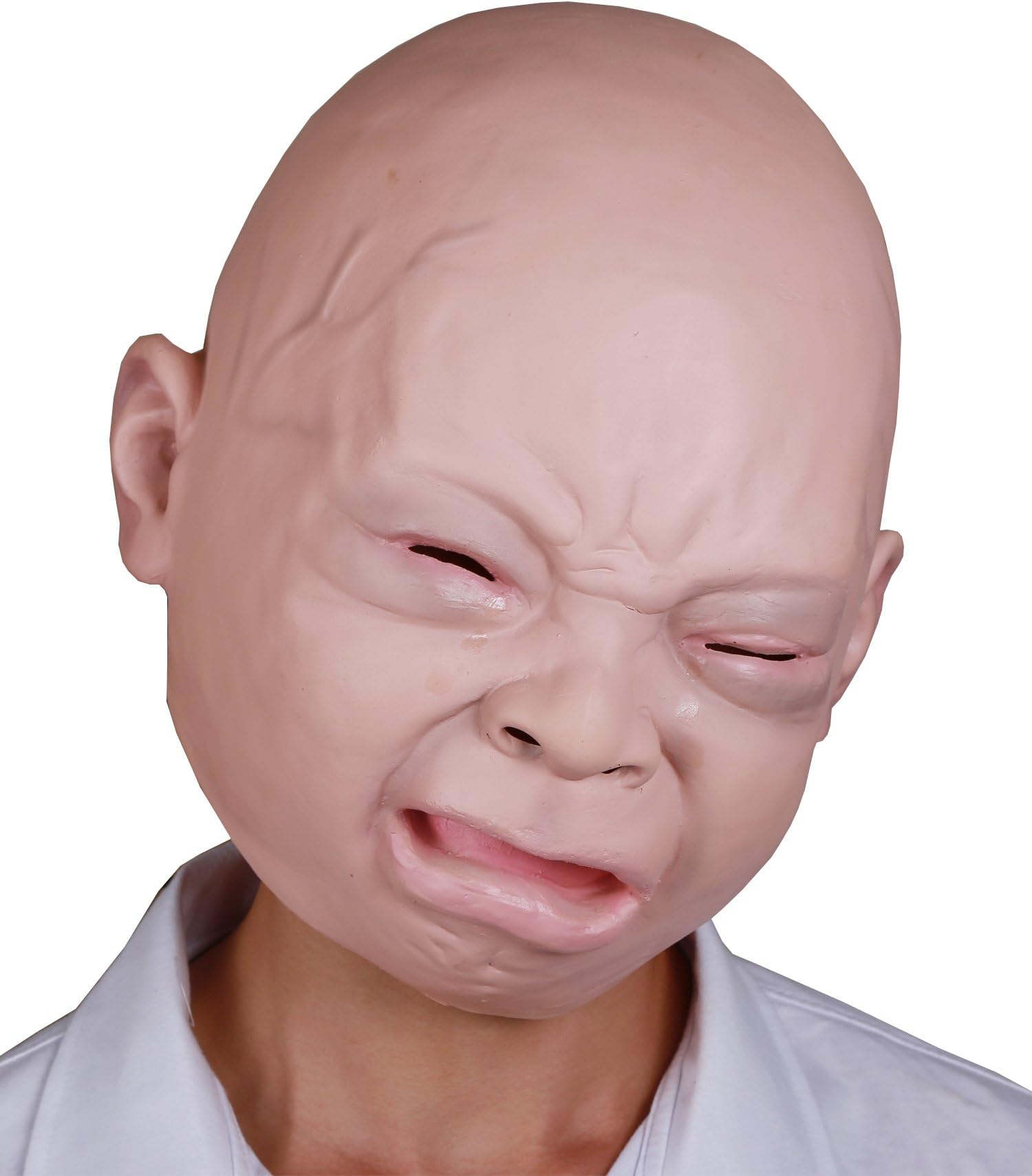 Halloween Costume Party Baby Mask Full Head for Adults Latex Cry Baby Mask