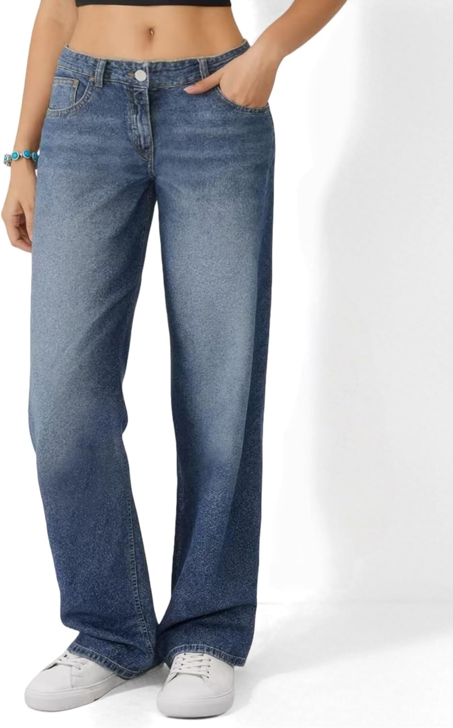 Low Rise Baggy Jeans for Women Loose Fit Boyfriend Wide Leg Trendy Denim Pants