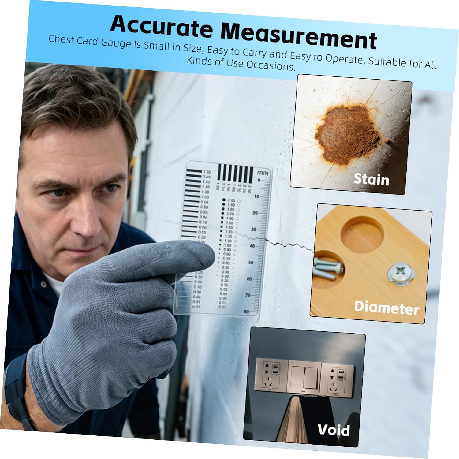 High Precision Crack Width Gauge Meter Flaw Detection Measurement Tool Double-Sided Laminated Film for Concrete Surface Defect Inspection