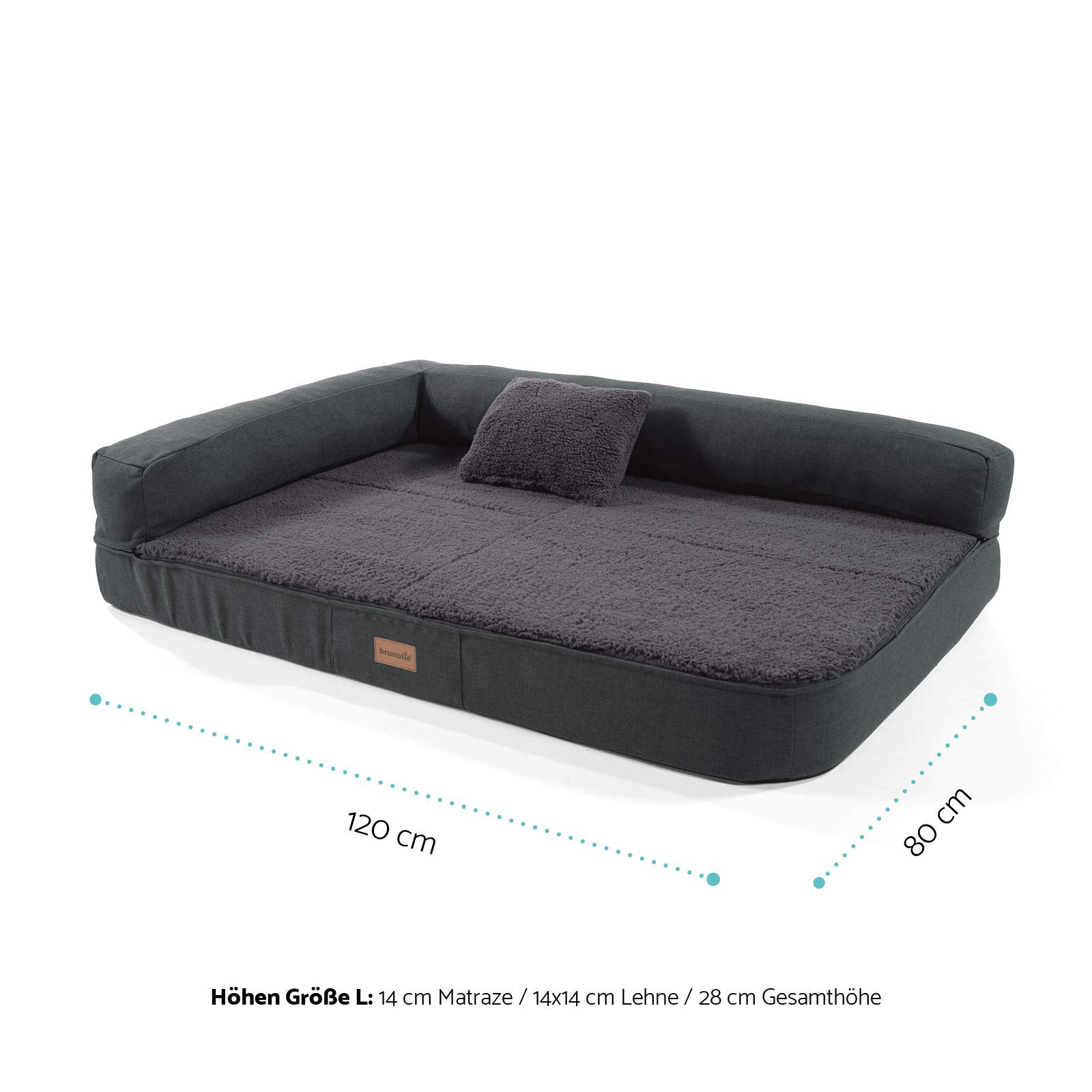 Odin - Cama para perros lavable, ortopédica y antideslizante, cojín para perros de peluche suave, beis, marrón oscuro, gris oscuro y gris, tallas S-L