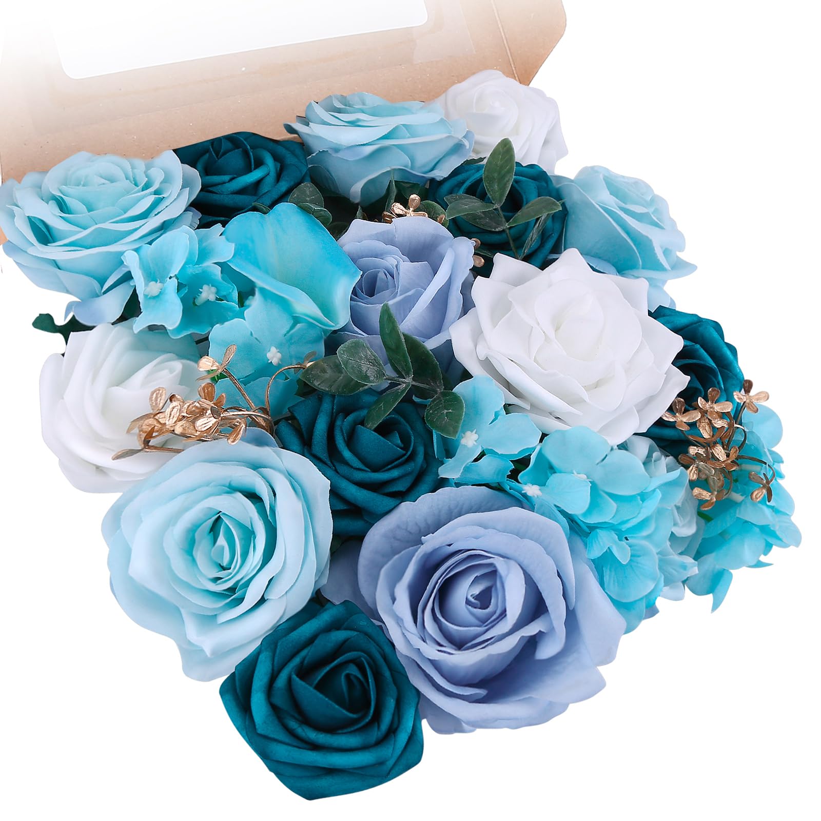 Roses artificielles iSpchen avec tiges pour bouquets de mariage et decoration de maison