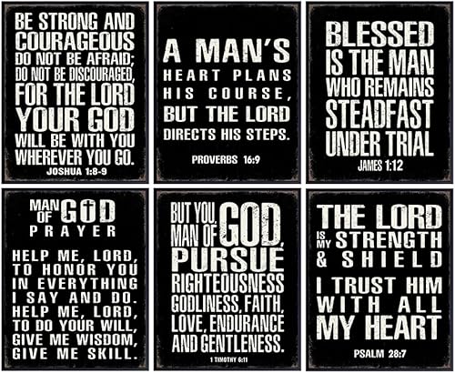 Christian Wall Art - Religious Wall Decor- Christian Gifts for Men - Motivational Quotes Scripture Wall Decor - Man cave Decor - Positive Quotes