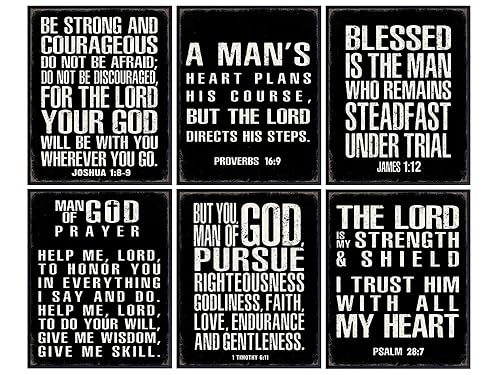 Christian Wall Art - Religious Wall Decor- Christian Gifts for Men - Motivational Quotes Scripture Wall Decor - Man cave Decor - Positive Quotes