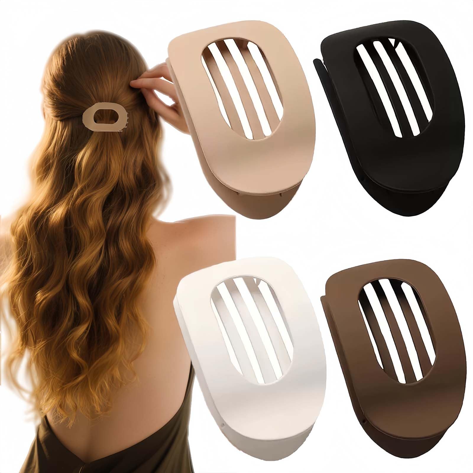 4 Pack Flat Hair Claw Clips for Women