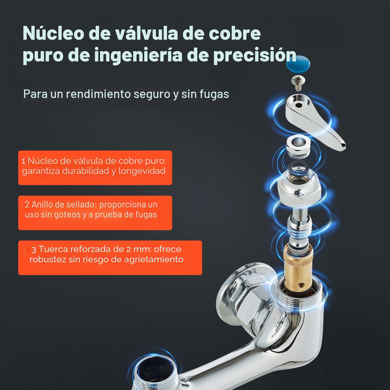 VEVOR Grifo Comercial con Pulverizador de Preenjuague, 63,5 cm de Altura, 20,32 cm de Centro, Caño Oscilante, Grifo para Fregadero de Cocina de Montaje en Pared, Dispositivo Construido en Latón