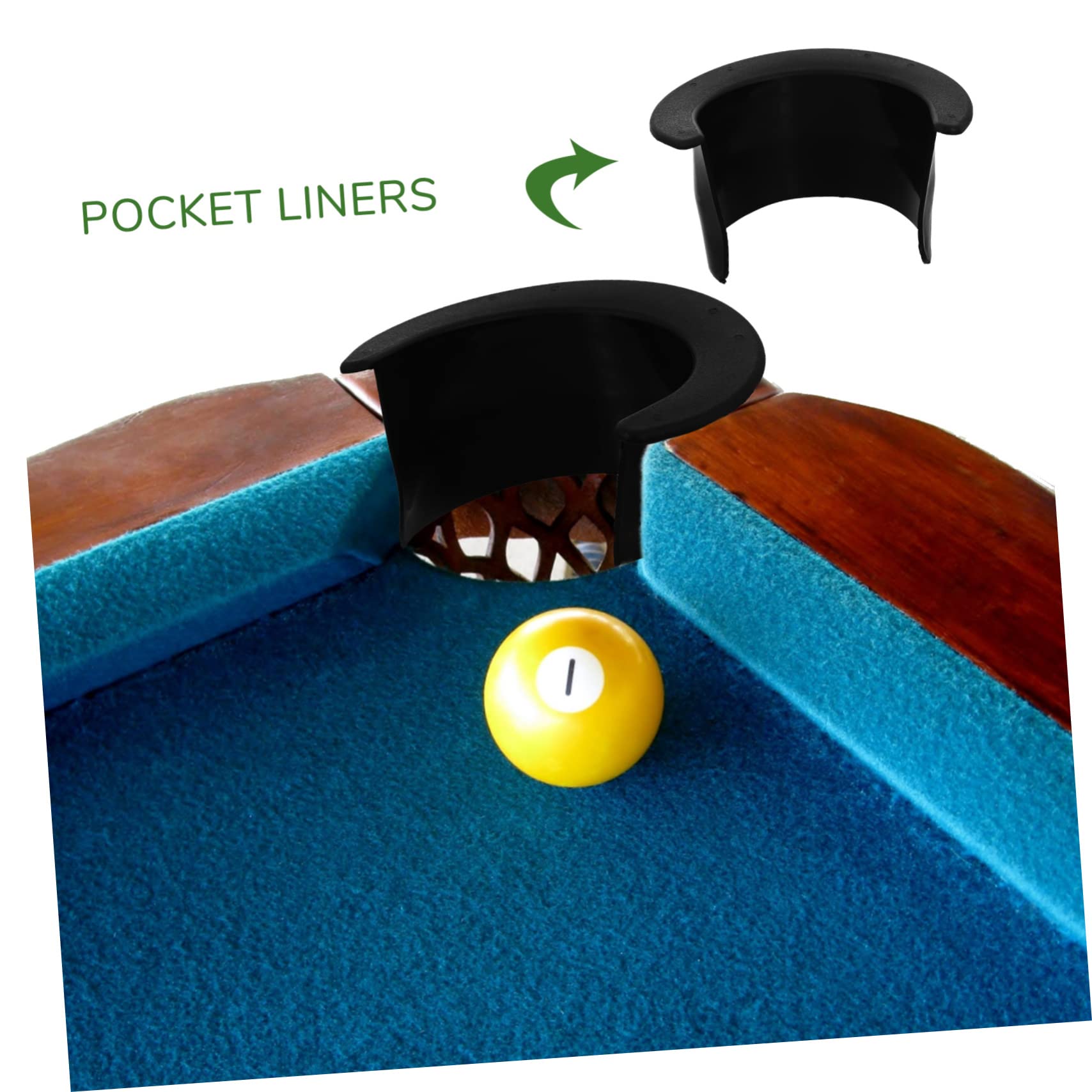 Toddmomy Lot De 6 Doublures De Poche pour Table De Billard 4 Coins Et 2 Côtés en Plastique Noir 4.72X2.56X0.79 Pouces Accessoires Billard Faciles À Installer pour Bar Et Maison