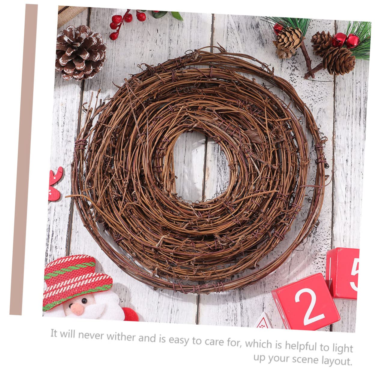 COLLBATH Ratán Natural para Manualidades y Bricolaje 4.6 m por Rollo De Vid Natural Decoración Navideña para Hogar y Fiestas Paquete De 2 Rollos