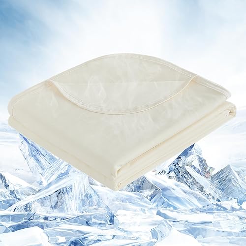 OIGAE Cooling Blanket for Hot Sleepers - Soft & Lightweight Summer Cold Blanket for Night Sweats | Perfect for Bed, Couch, Sofa (Beige, 50" x 70")