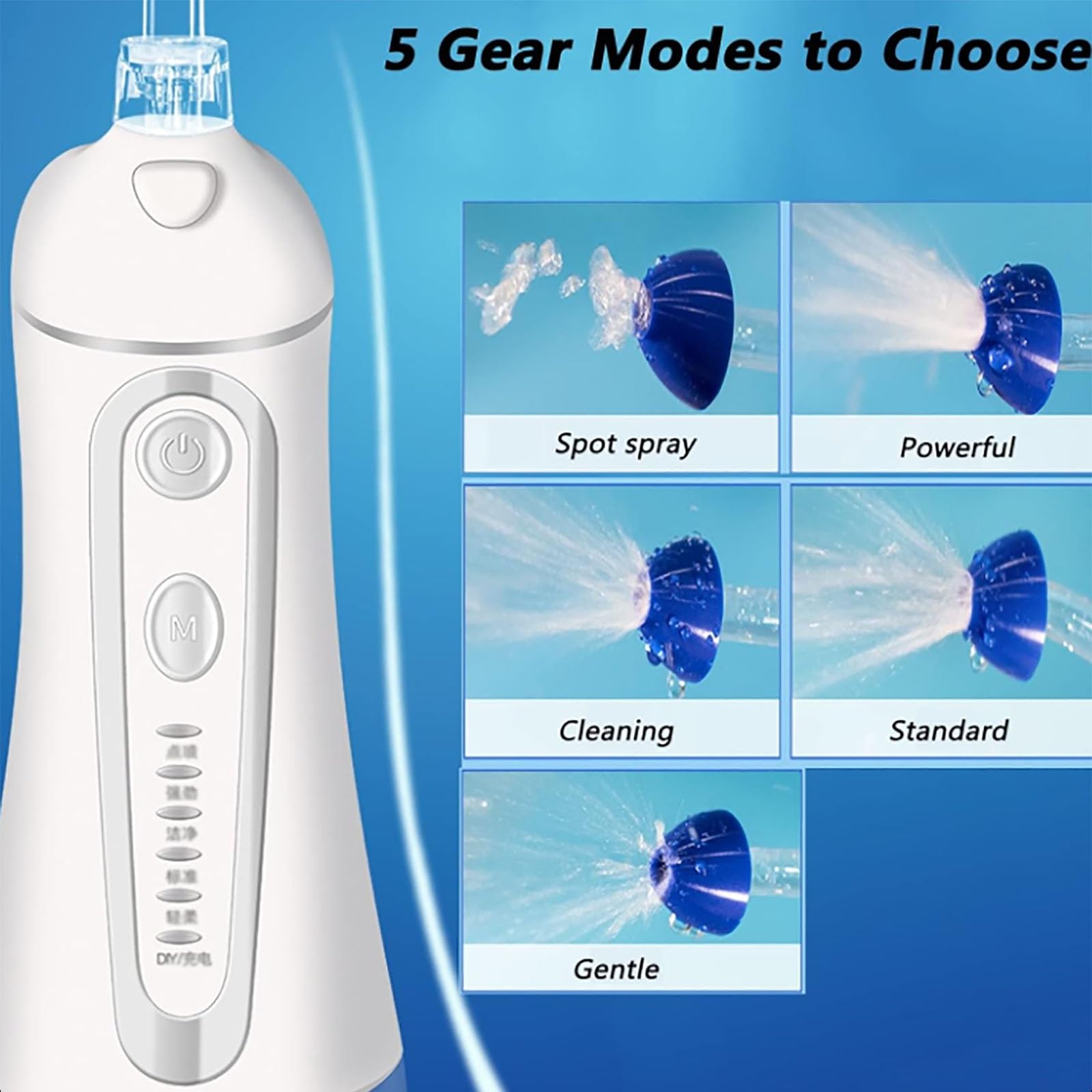 Lavado Nasal, 5 Modos de Limpieza 4 boquillas Sistema de irrigación Nasal y de los Senos nasales Rotación de 360 Grados Limpiador de Nariz Recargable Alérgico (Color : B)