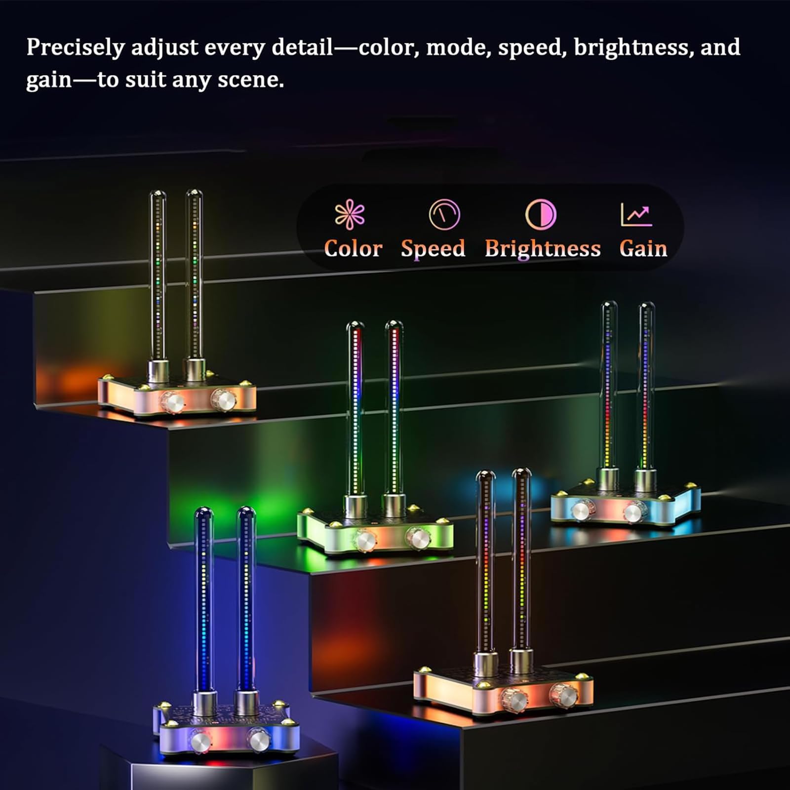 Analizador de espectro de audio LED, diseño retro de tubo Nixie, velocidad y brillo ajustables, ajuste de ganancia para decoración de escritorio del hogar