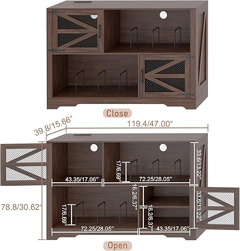 Miniatura 2 de Soporte grande para tocadiscos con almacenamiento de vinilo, armario de almacenamiento de discos de vinilo para más de 500 unidades, mesa de