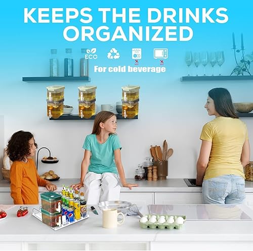 Miniatura 5 de Dispensador pequeño de bebidas con espigas, jarra dispensadora de bebidas de plástico de 84 onzas, recipiente de limonada de leche de té helado de