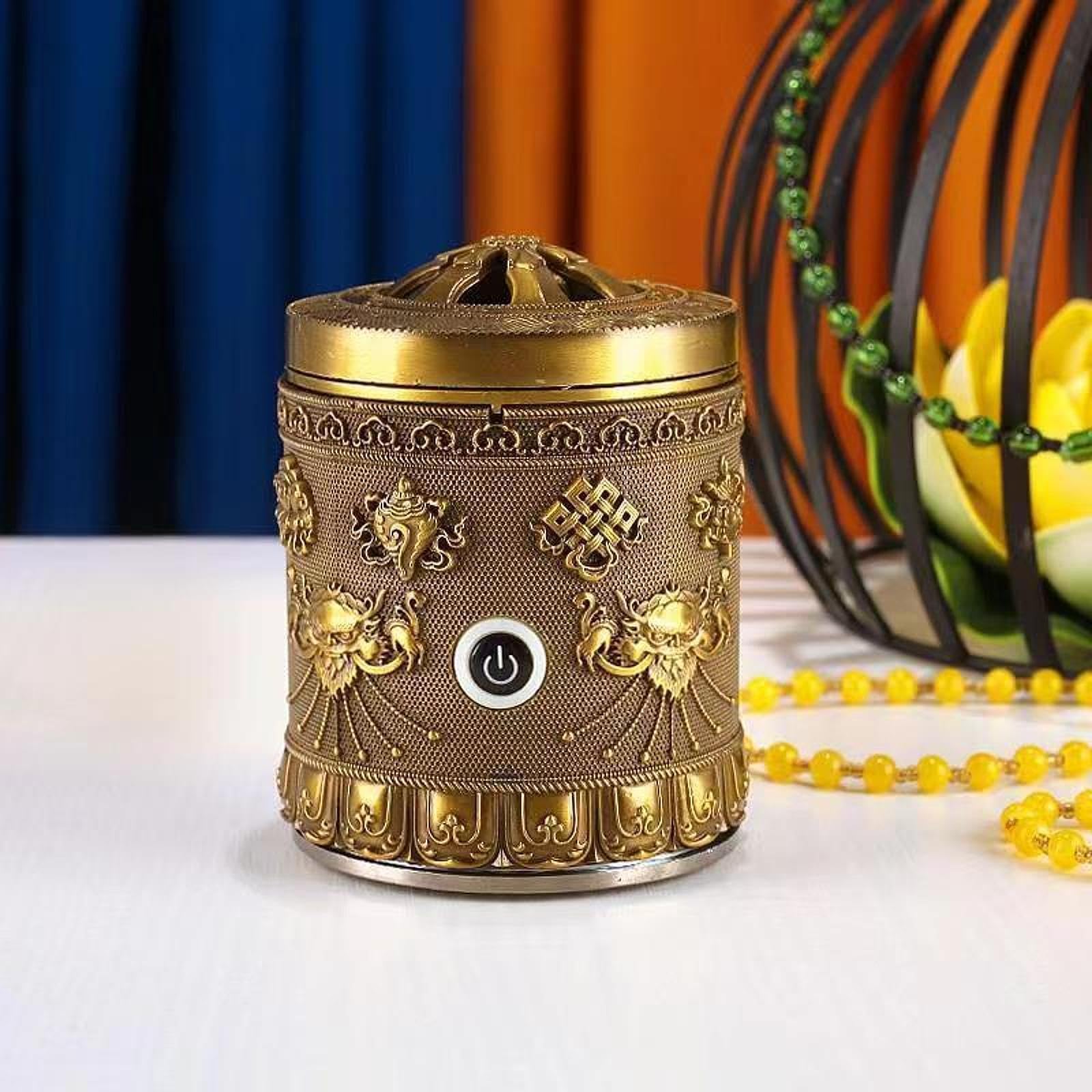 Ornamento in metallo per stanza, cucina, caffetteria, casa, porta incenso professionale con struttura in lega, Bronzo, 7.5 x 10 cm