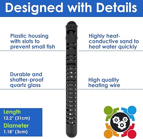 Miniatura 5 de AquaMiracle Calentador de acuario Calentador de pecera de 500 W con protección de funcionamiento en secosobrecalentamiento y función de memoria,