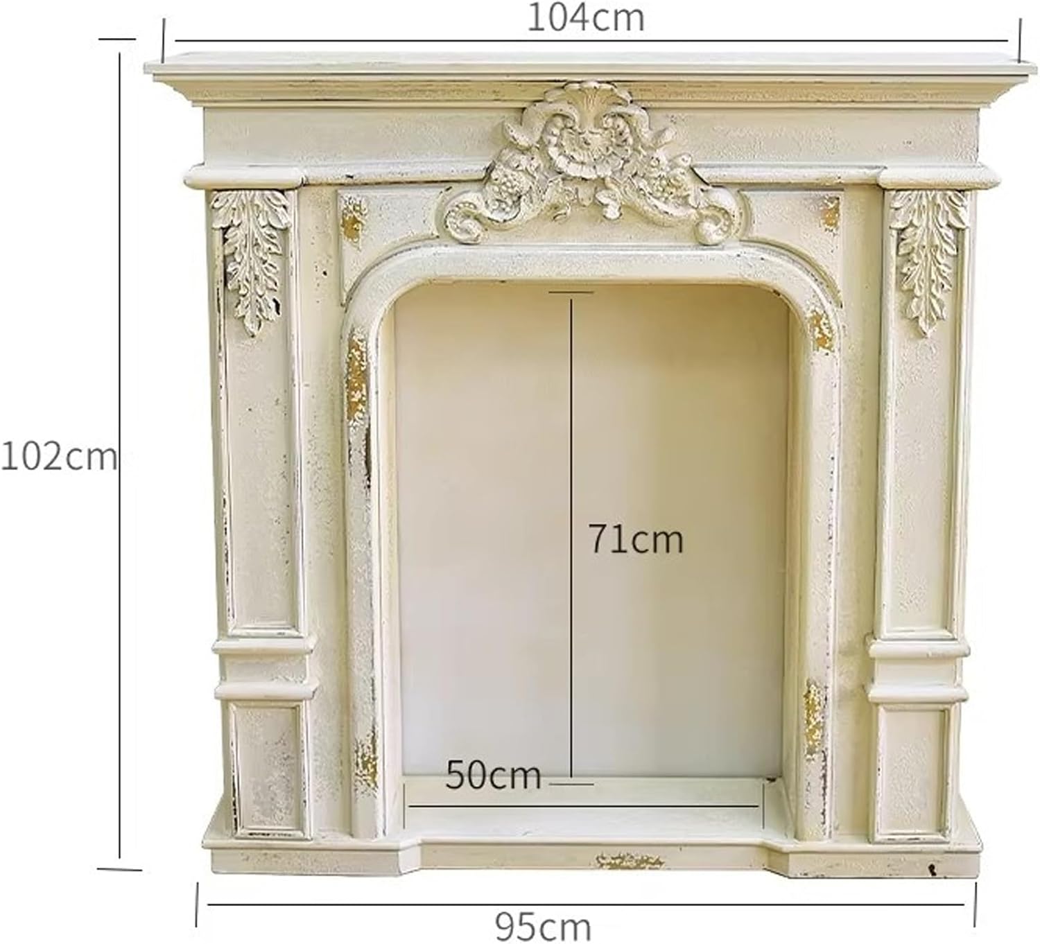 Fireplace Mantel Distressed White MDF Ornate French Country Fireplace Mantel Surround Vintage Decorative