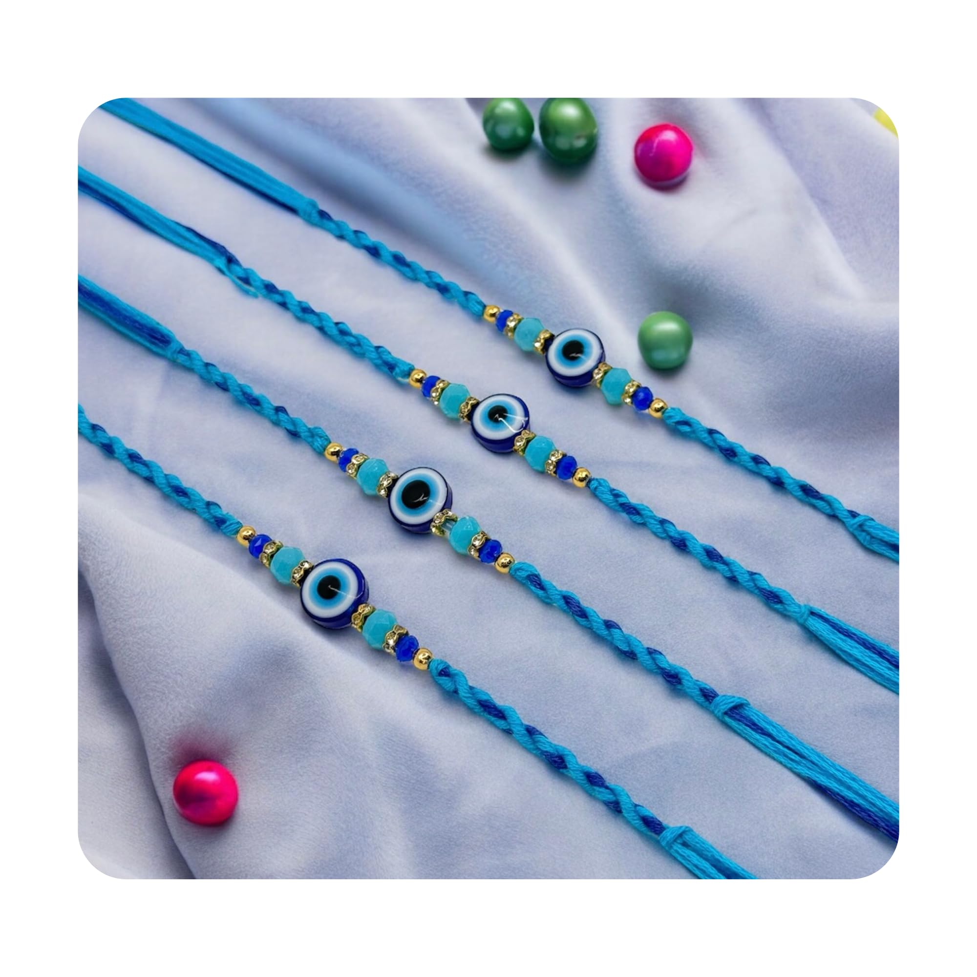 DIVE DECOR Evil Eye Rakhi for Brother Combo-Set of 4 | Hand Made Thread Premuim Rakhi with Roli Chawal, Potli | Rakshanbandhan Rakhi for Bhaiya | Evil eye Rakhi (B0D8BCYSSW) Amazon Price History, Amazon Price Tracker