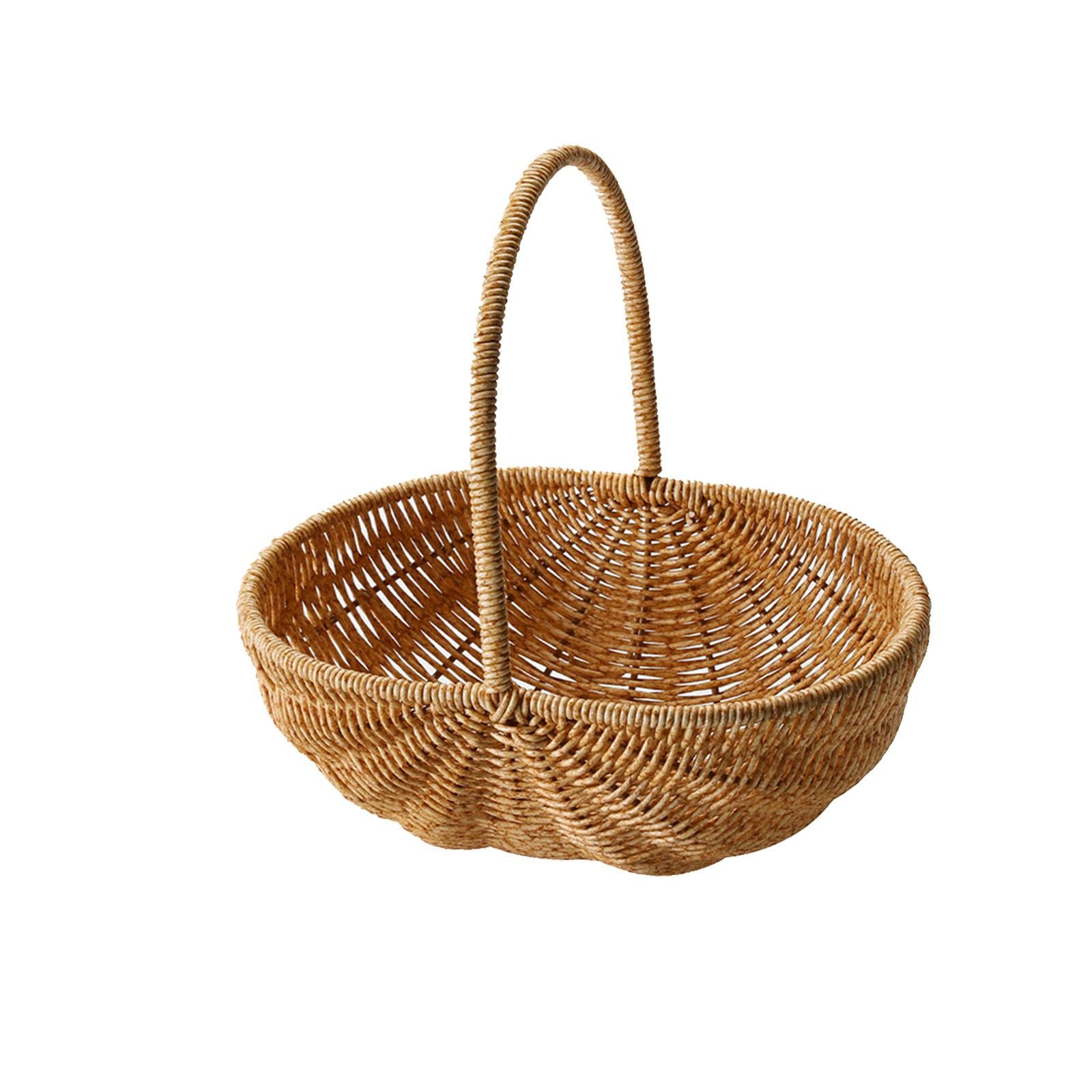 Cestino Rustico per Fiori, Cestino Decorativo per Ragazze, Cestino per Caramelle, Cestino per, Cestino Portaoggetti Intrecciato, Organizer Pe, 27 cm x 27 cm x 20 cm