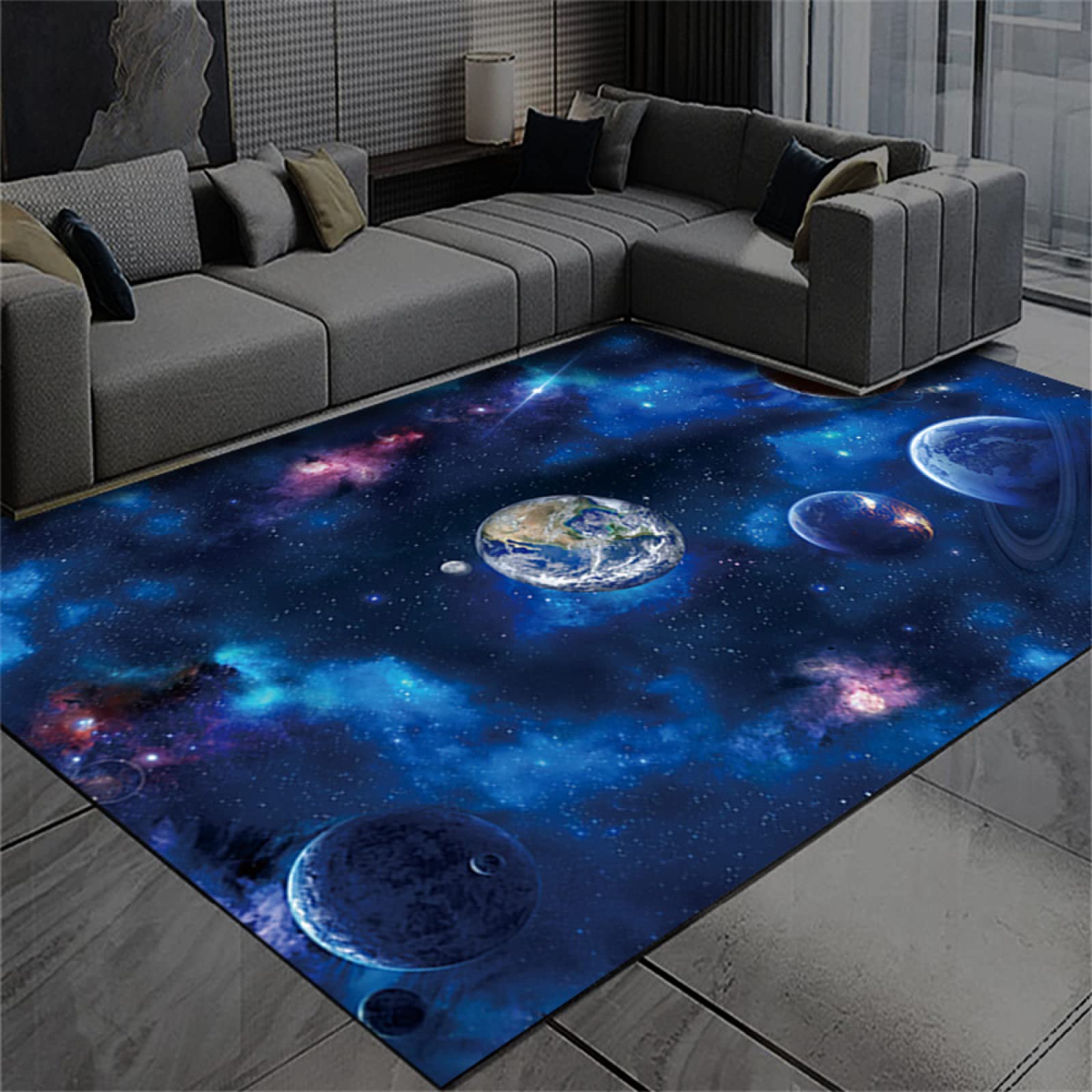 Tapis de jeu pour chambre d'enfant bleu et salon moderne de taille 200X300CM
