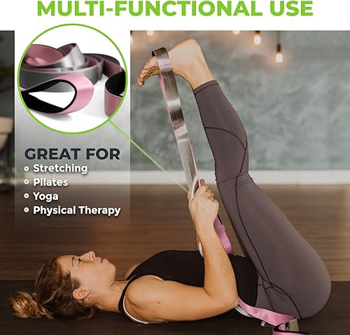 Miniatura 10 de Gradient Fitness Stretching Strap for Physical Therapy, 12 Multi-Loop Stretch Strap 1.5" W x 8' L, Neoprene Handles, Physical Therapy Equipment,