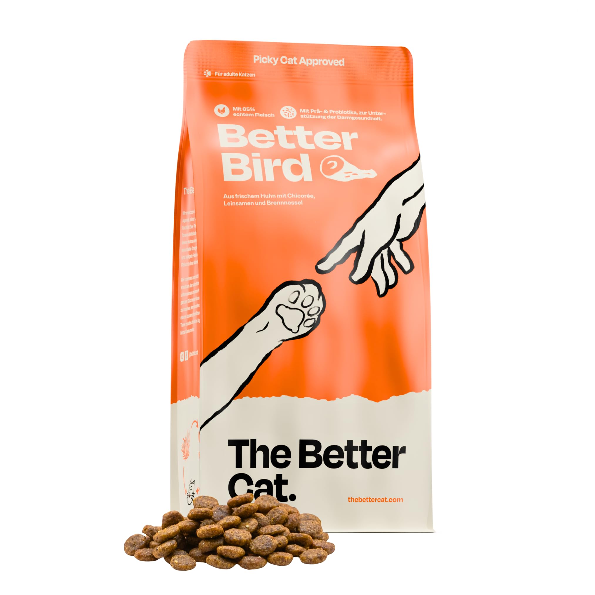 The Better Cat Super Premium Trockenfutter für Katzen | Getreidefreies Katzenfutter Trocken | Hoher Fleischanteil | Ohne Zucker | Mit Probiotika (1kg, Huhn)