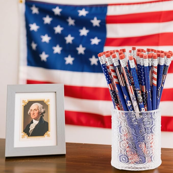 48 lápices patrióticos con borrador USA miniatura 7