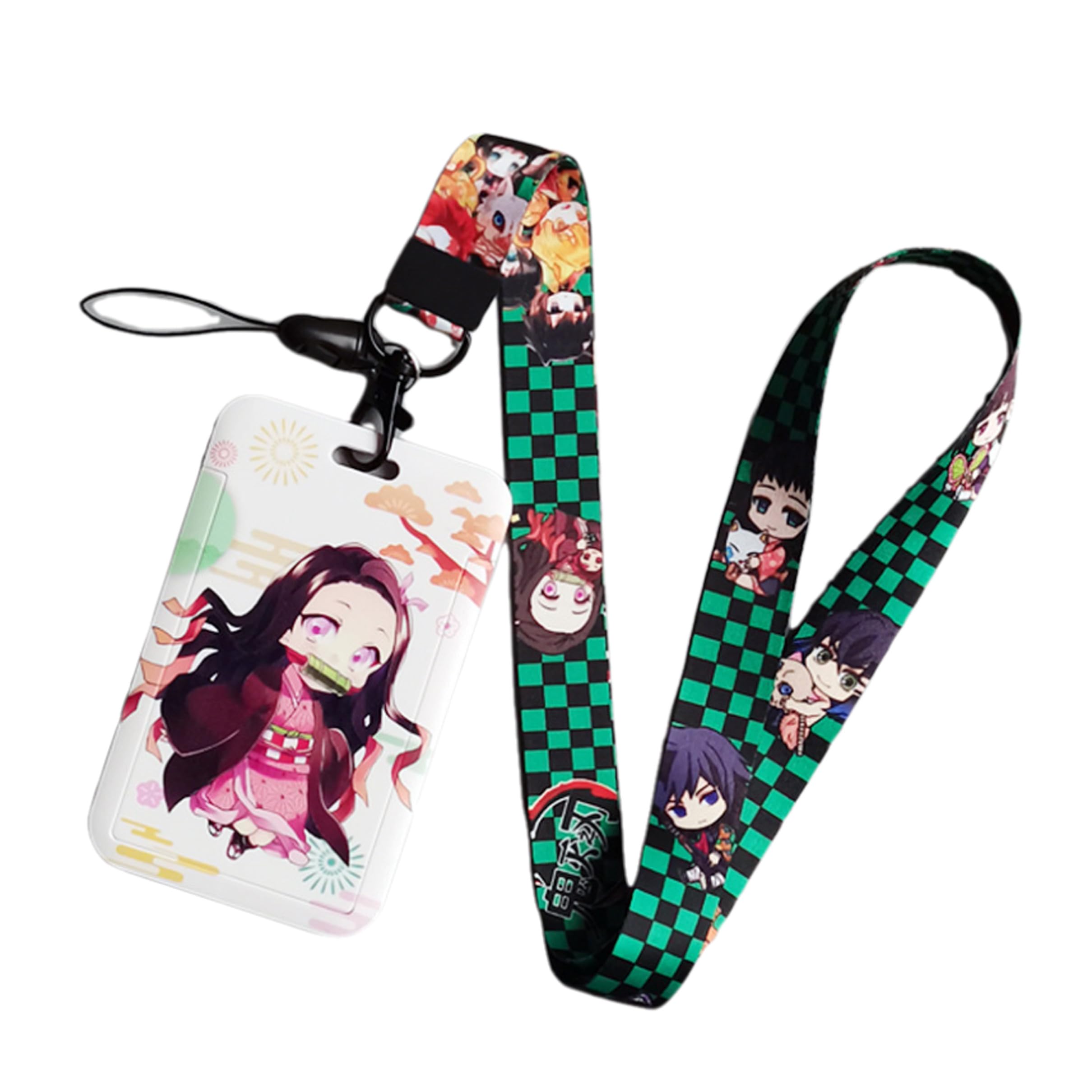 Satdflie Demon Slayer Lanyard with Card Holder Set, Cartoon-Style Card Protector for Office Worker, Slide Cover Design for Convenient Use, Color/1 — image 1