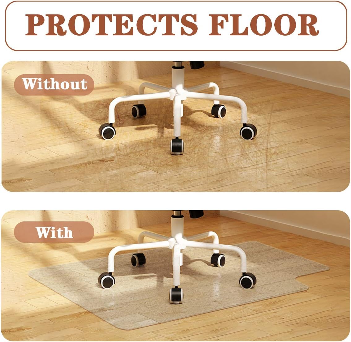 YOUKADA Office Chair Mat with Lip for Hardwood Floors | Desk Chair Mat for Floor Protection(36" x 48") : Office Products