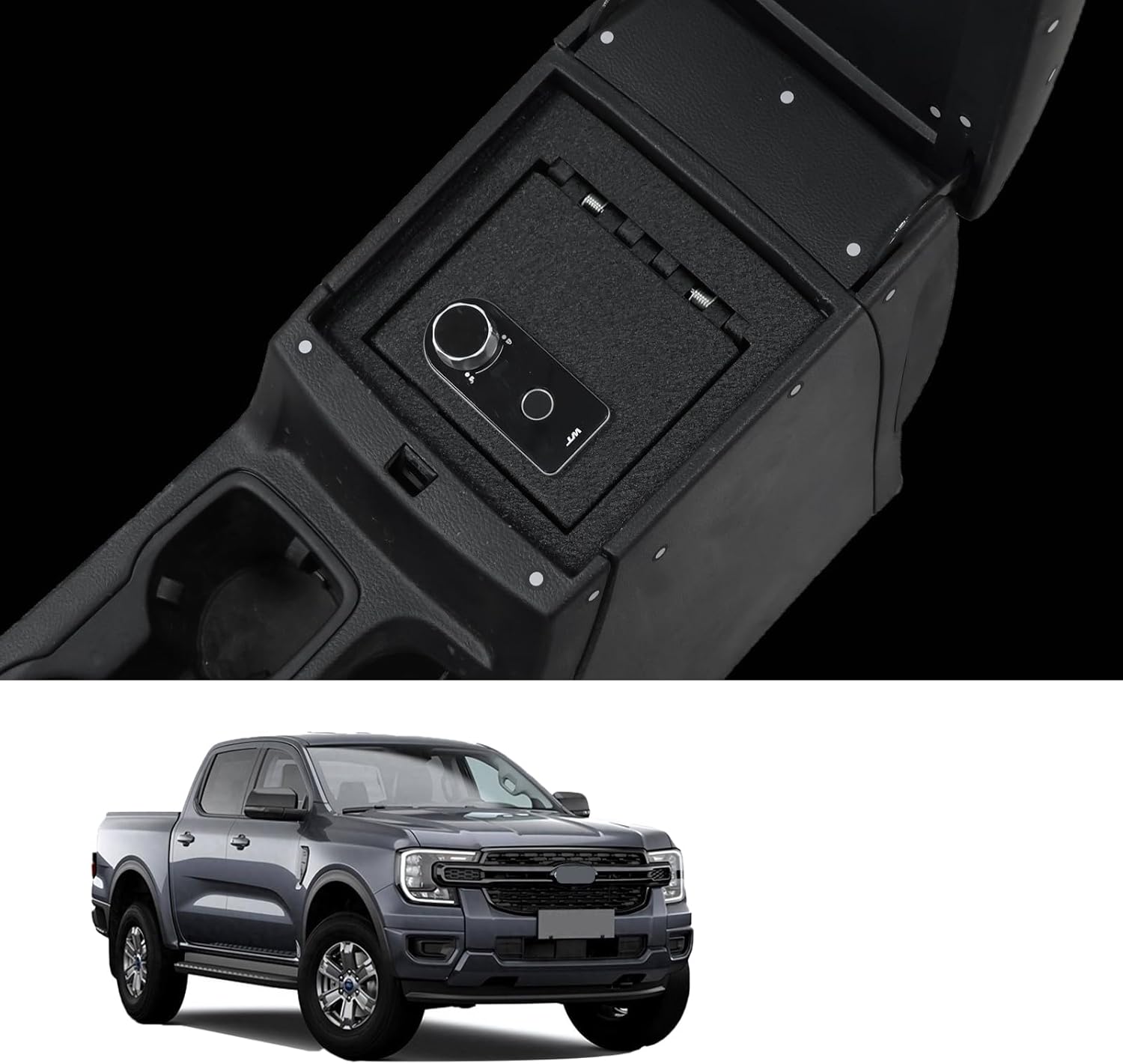 Heart Console Gun Secure Vault – TUOJUE Car Secure Vault Appropriate with Ford Ranger 2019-2023, Anti-Theft Excessive Safety Armrest Lock Field with Biometric Fingerprint Lock with Backup Key.
