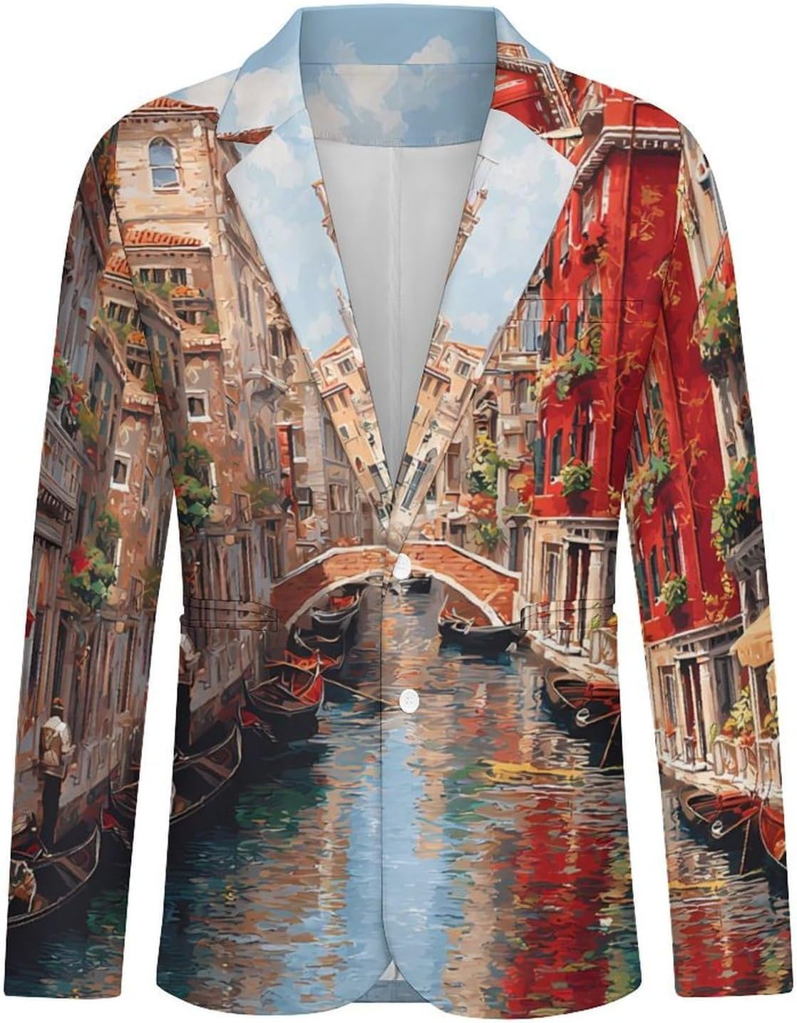 Venice Water City Suits Blazer for Men Business Tuxedo Jacket Buttons Sport Coat