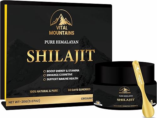 Resina Shilajit pura del Himalaya para hombres y mujeres, más de 85 minerales naturales, 70% más de ácido fúlvico, aumenta la energía y el apoyo