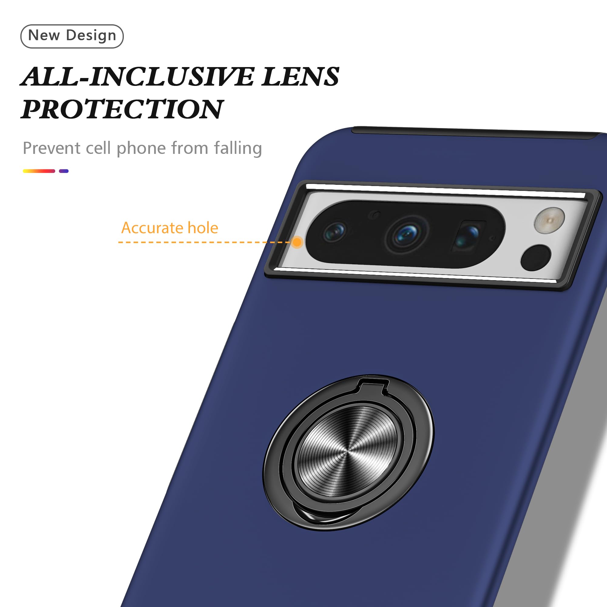 JIAFEI Hülle Kompatibel mit Google Pixel 8 Pro, TPU+PC Dual Layer Stoßfeste Hülle mit Slide Camera Cover Kameraschutz mit Ring Ständer Handyhülle, Roségold