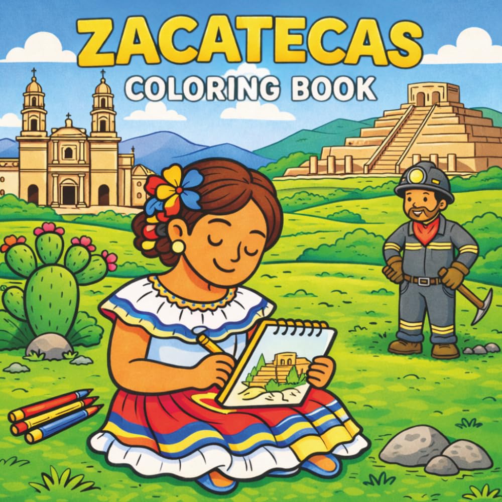Zacatecas Coloring Book: Fun and Relaxing Cultural Pages Featuring La Quemada, Jerez, Silver Mining, and Zacatecas City: A Cultural Coloring Adventure ... States (Mexico States Coloring Book Series)